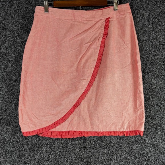 J.Crew Dresses & Skirts - J.Crew Pink Oxford Cotton Ruffle Faux Wrap Skirt Size 8 H4868 SP 18